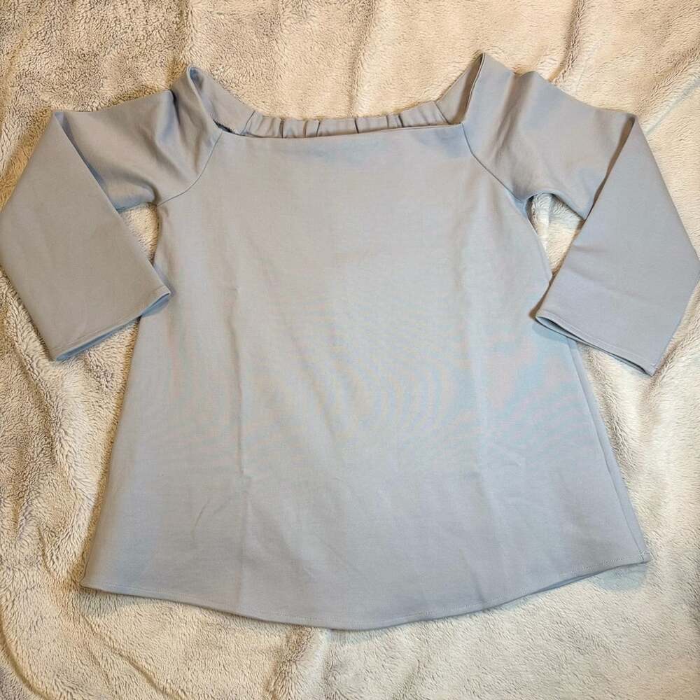 Tuckernuck Women's Miranda Off the Shoulder Blouse Top Slate Blue XS
